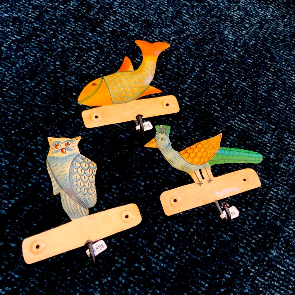Painted Metal Animal Wall Hooks